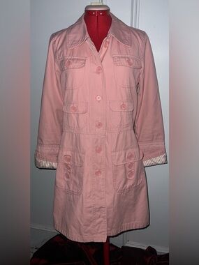 Tulle Anthropologie  Women’s Pink Button-Front Utility Coat Sz large